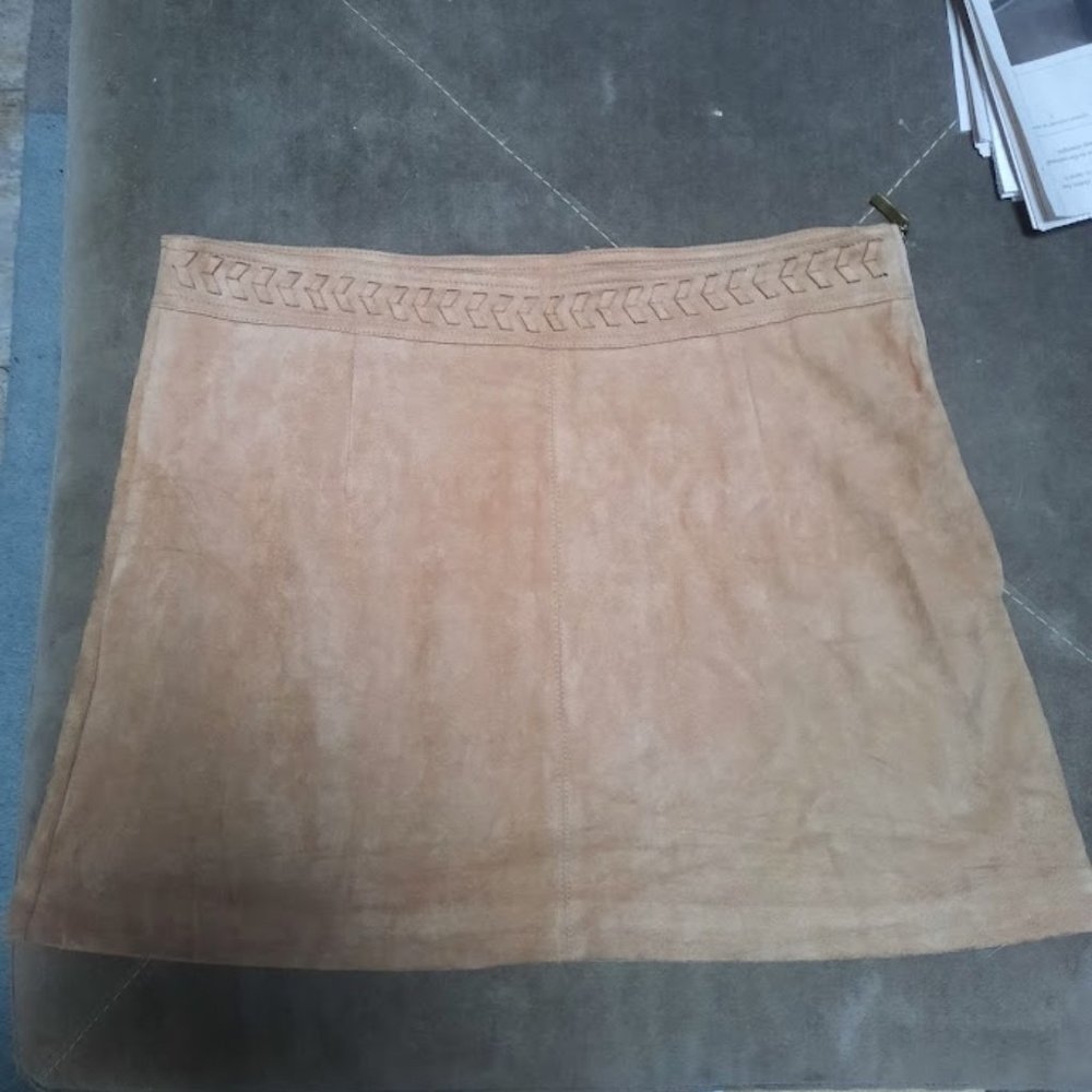 GOA Women's Faux Suede Braided Waist Mini Skirt NWT Sz XL